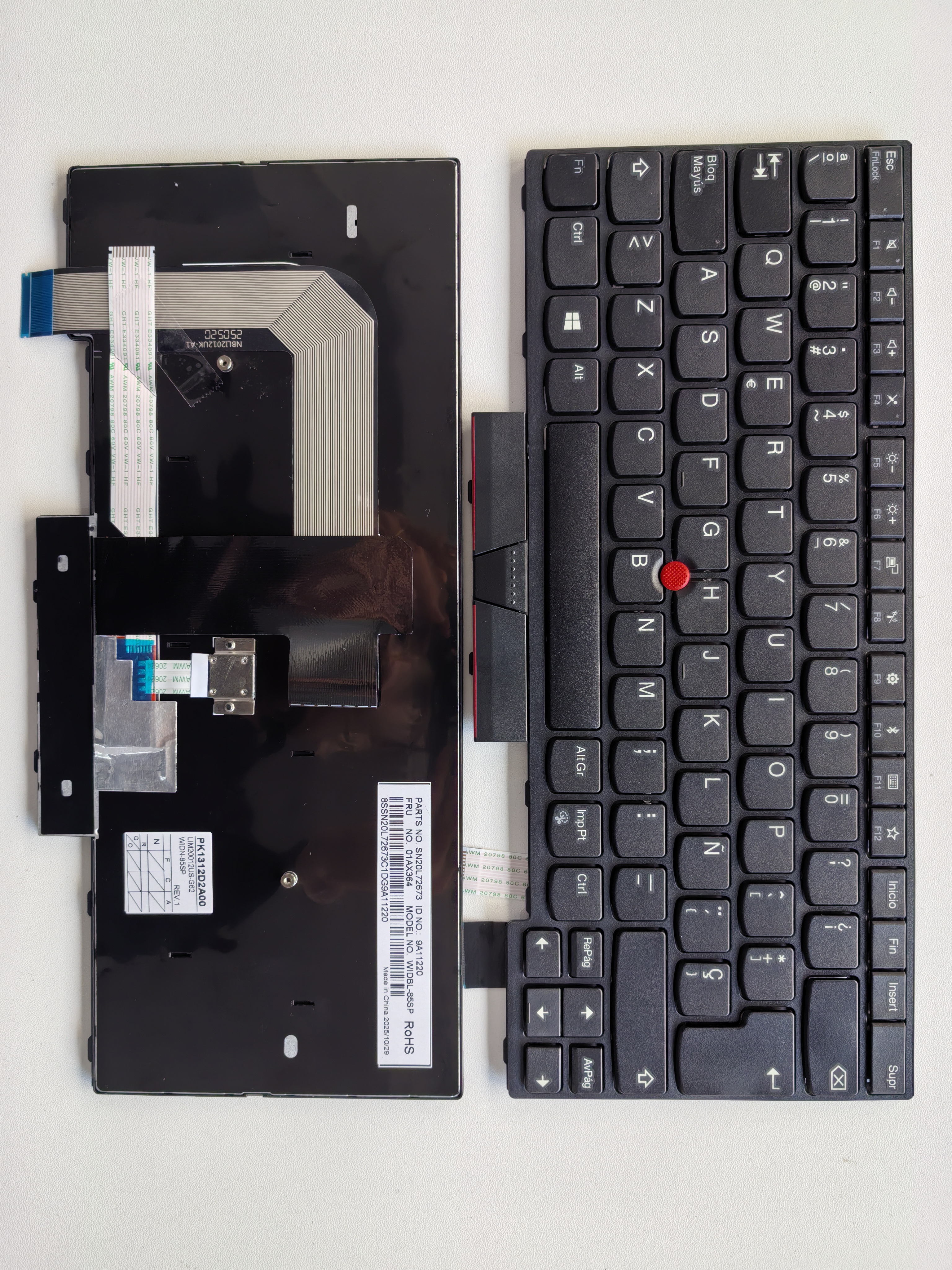 Picture of New Replacement Laptop Keyboard For IBM T470/T480/A475/A485 BLACK FRAME BLACK (OEM) SP Layout